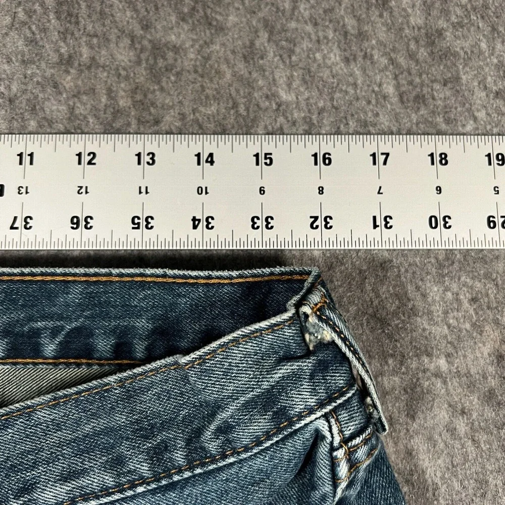 Levi's 505 Men's Straight Jeans 34x30 Blue Denim Cotton Messed Up‎ Zipper